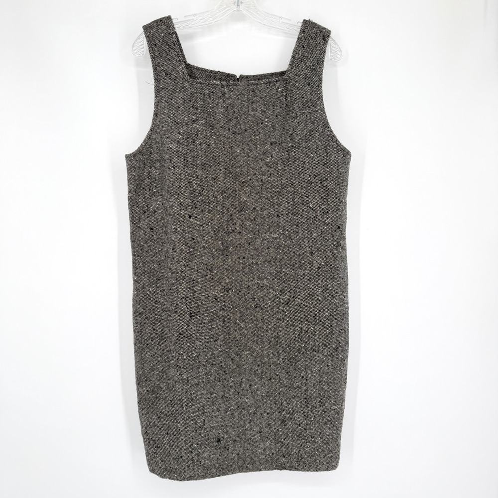 Vintage Clifford & Wills Pinafore Dress Black White Tweed Wool Square Neck 12